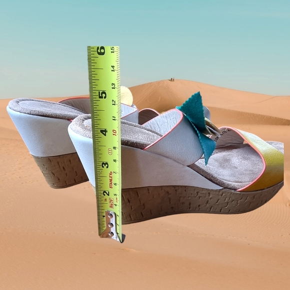 Patrizia by Spring Step | Yellow & Beige Flowerette Wedge Sandals - Picture 6 of 8